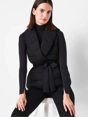 SPANX PuffEssentials Quilted Sleeveless Puffer Vest with Belt. Primaloft